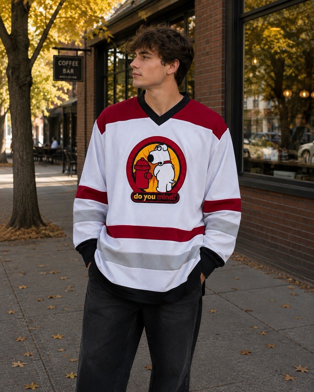 Family Guy Brian Griffin Do You Mind Hockey Jersey White Red Black XL NWT